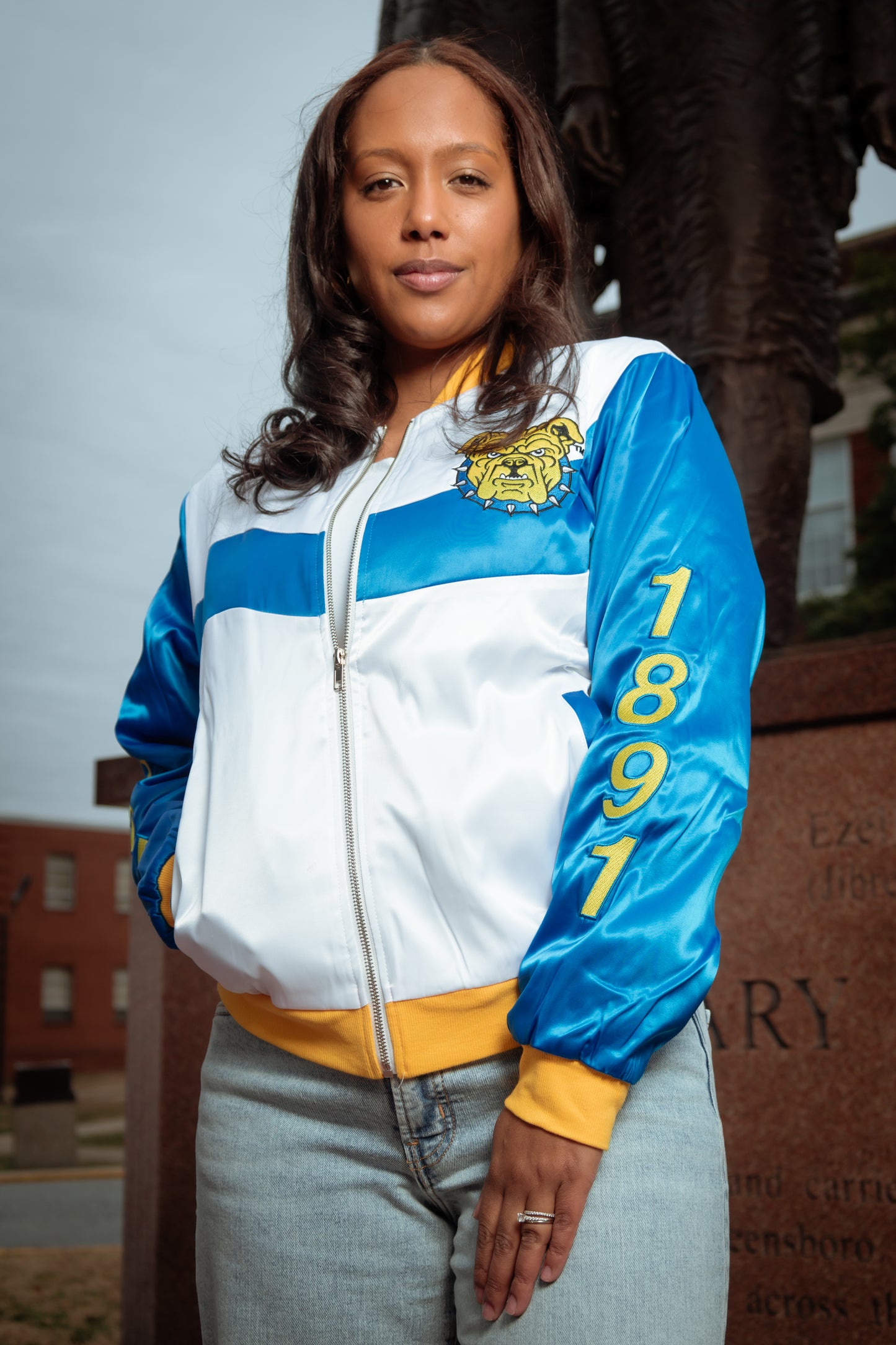 Aggie Satin Bomber Jacket - Unisex Adult