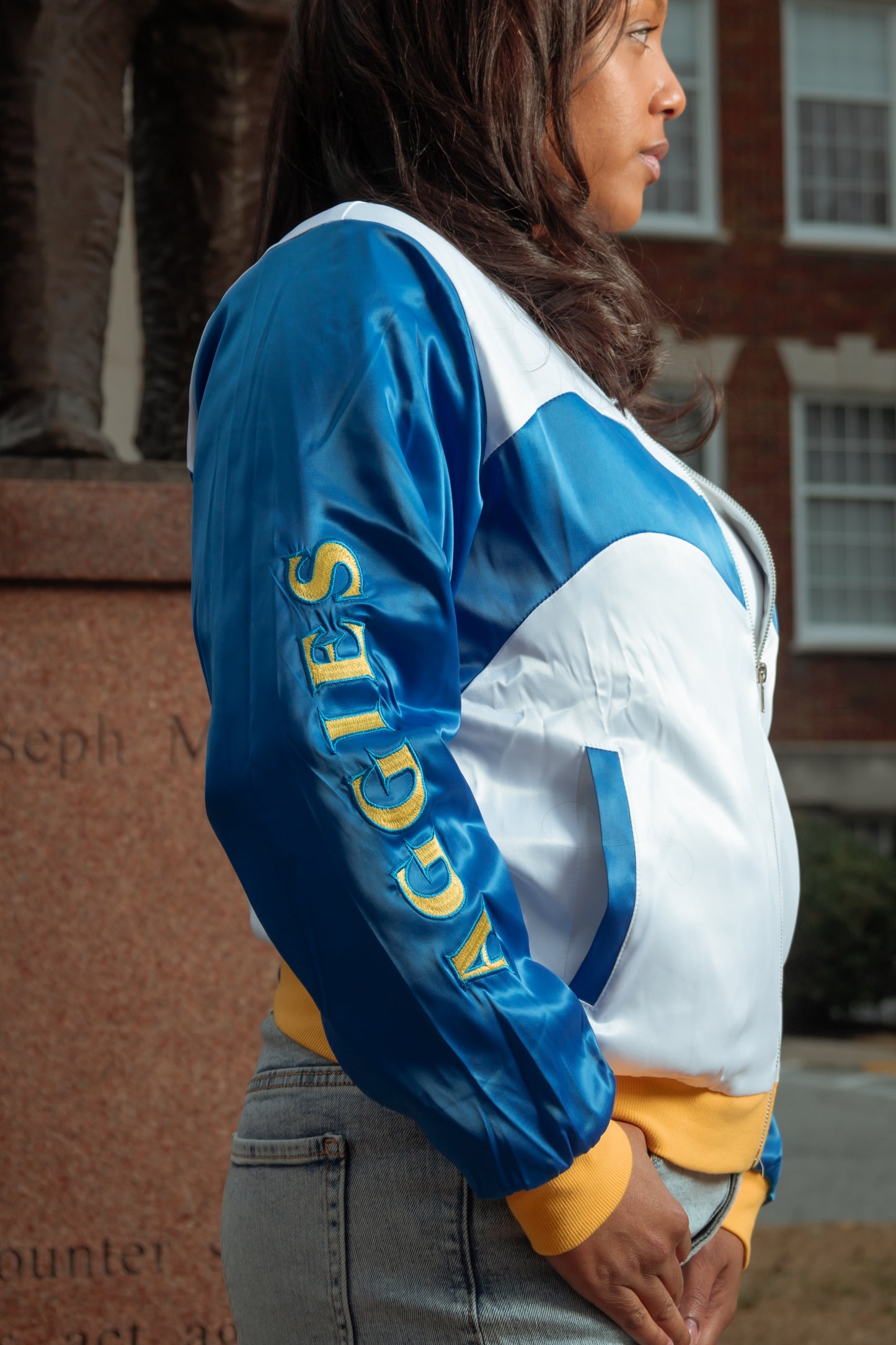 Aggie Satin Bomber Jacket - Unisex Adult
