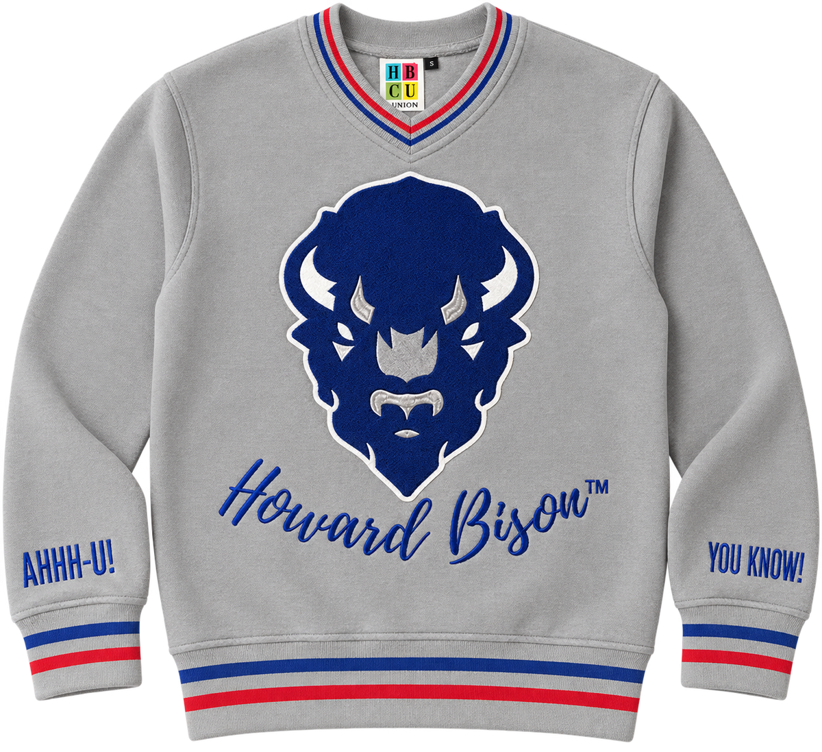 Howard Bison™ Grey Varsity V-Neck Sweatshirt