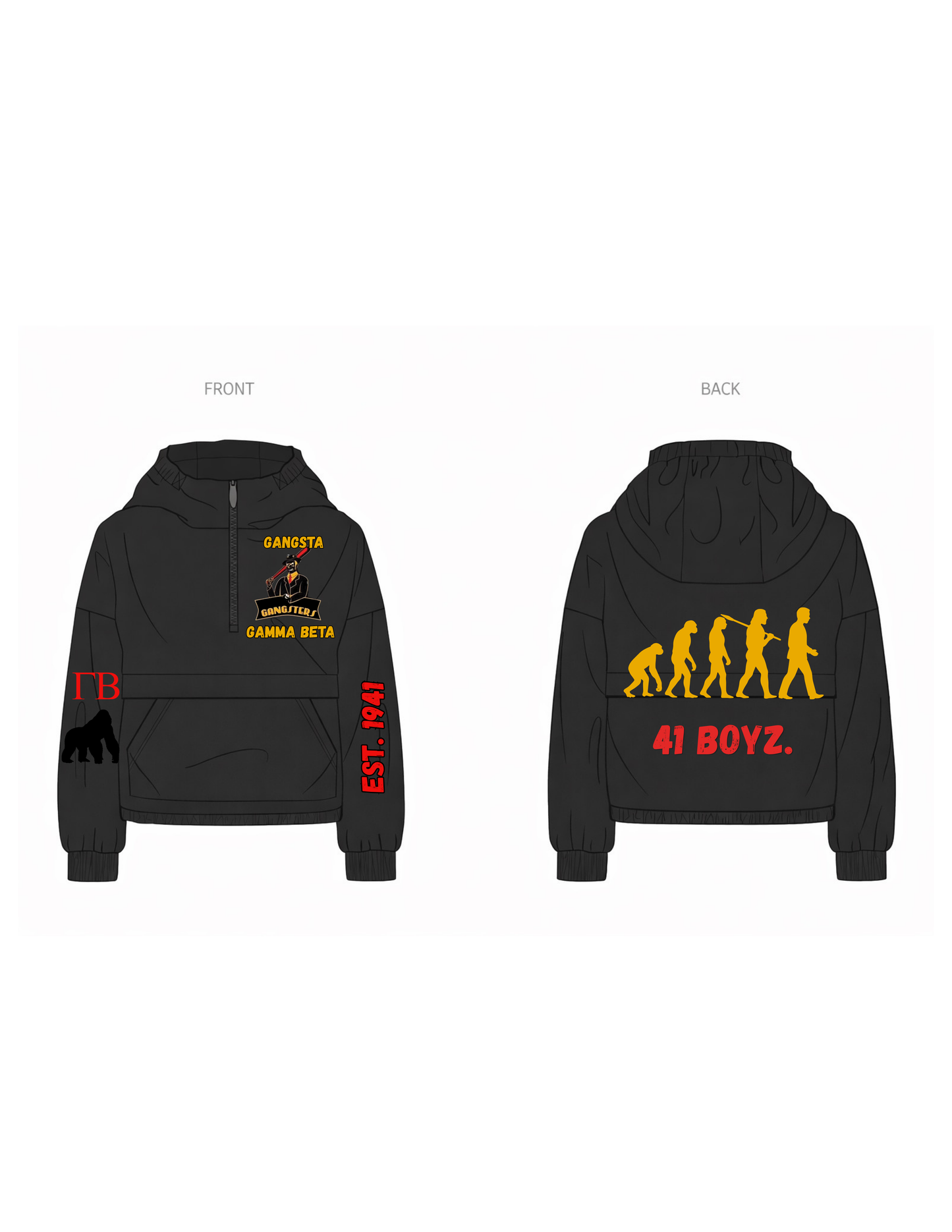 Alpha Phi Alpha “Gangsta Gamma Beta” Windbreaker 🖤💛