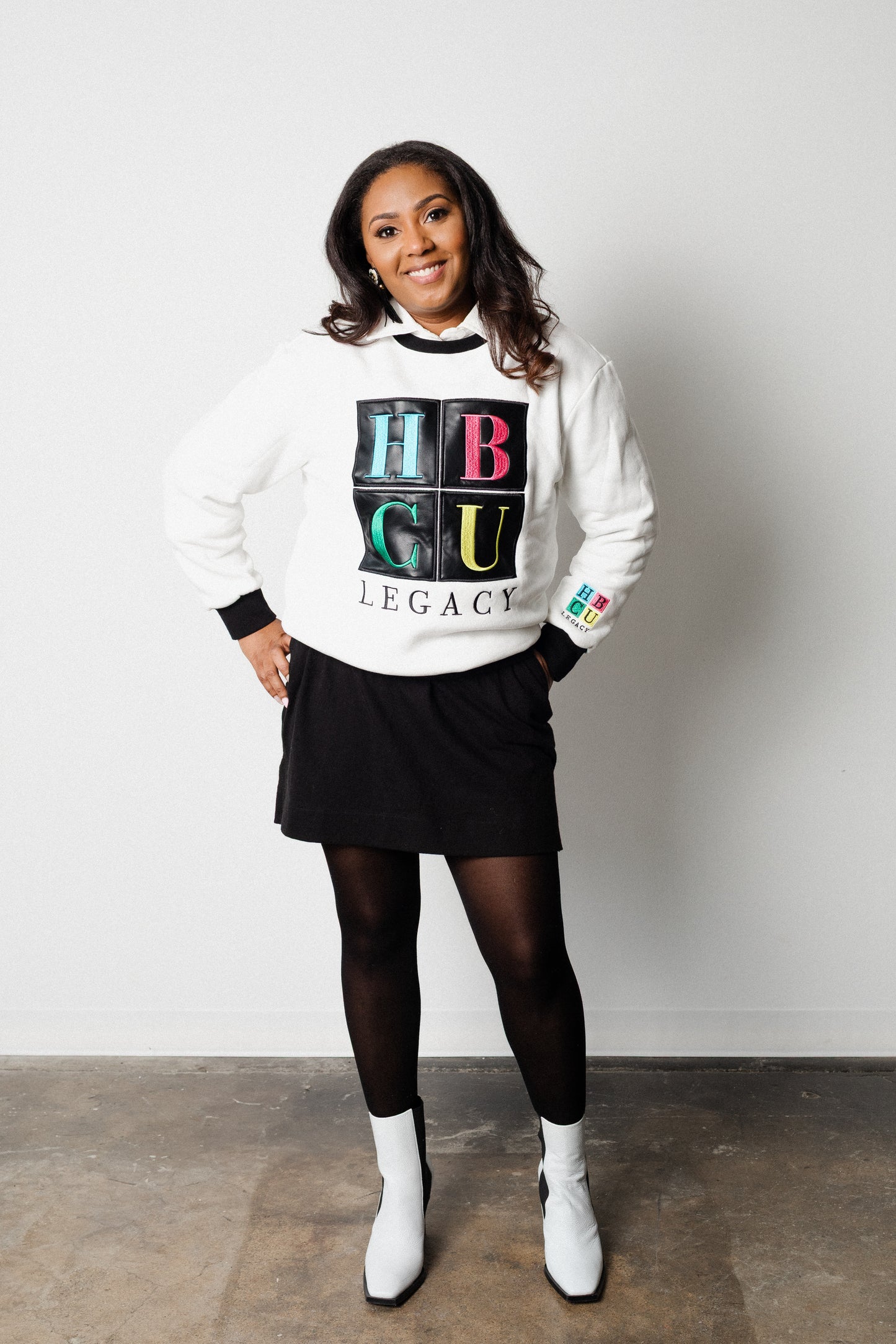 White & Black - HBCU Legacy Adult Crewneck