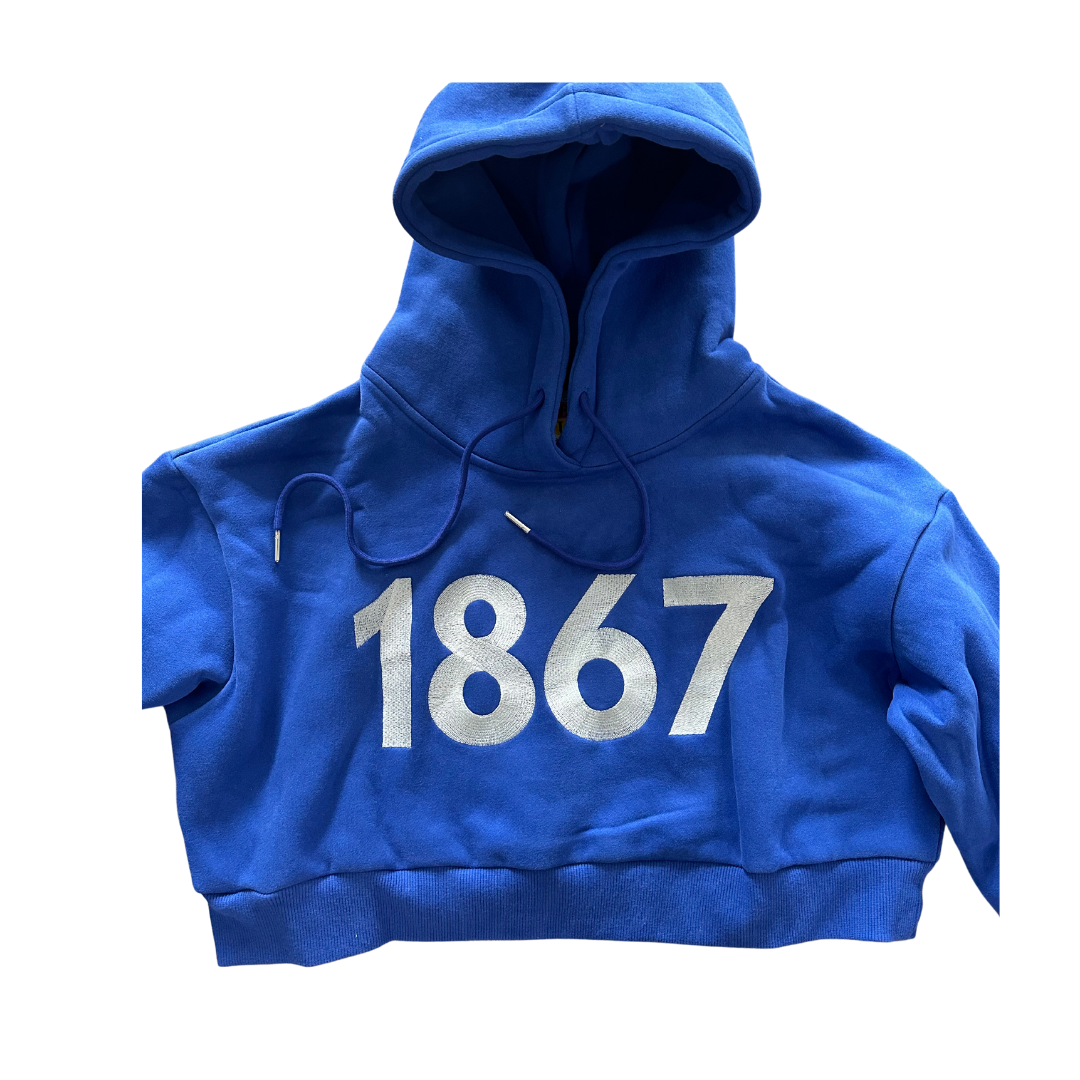 Blue 1867 Crop-top Hoodie