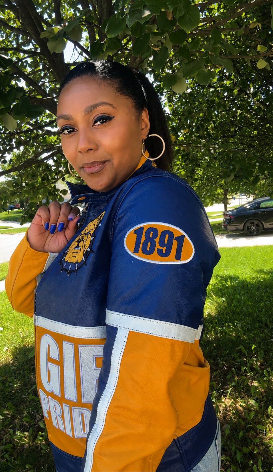 NCAT Aggie Blue & Gold Race Car Jacket – GHOE 100 Homecoming Edition