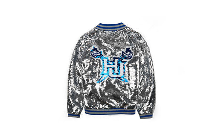 HAMPTON Women's Silver Sequin Bomber Jacket