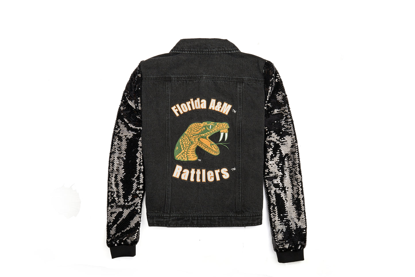 Florida A&M BLACK SEQUIN Womens Denim Jacket