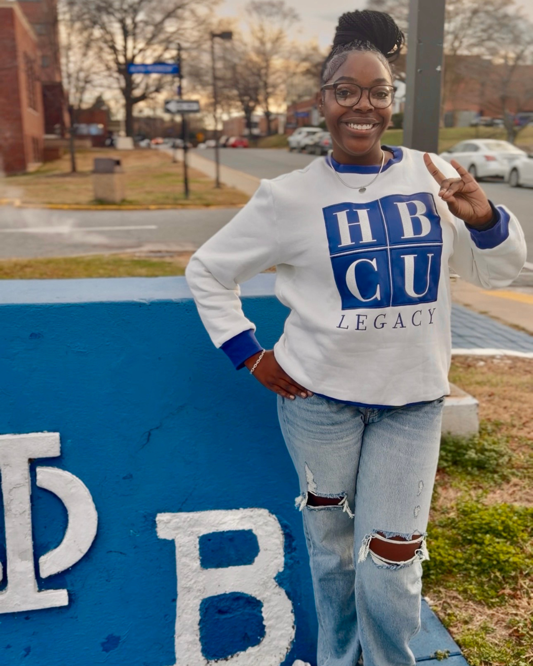 Blue & White HBCU Legacy Adult Crewneck