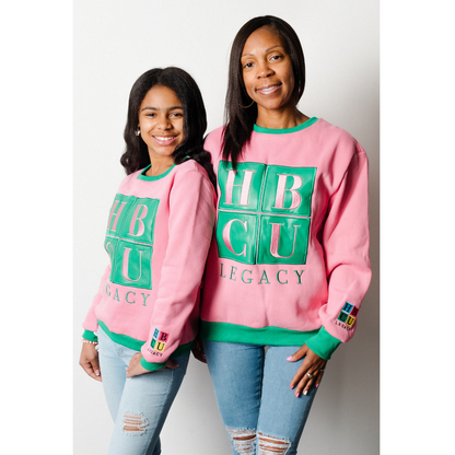 Pink and Green - HBCU Legacy Adult Crewneck