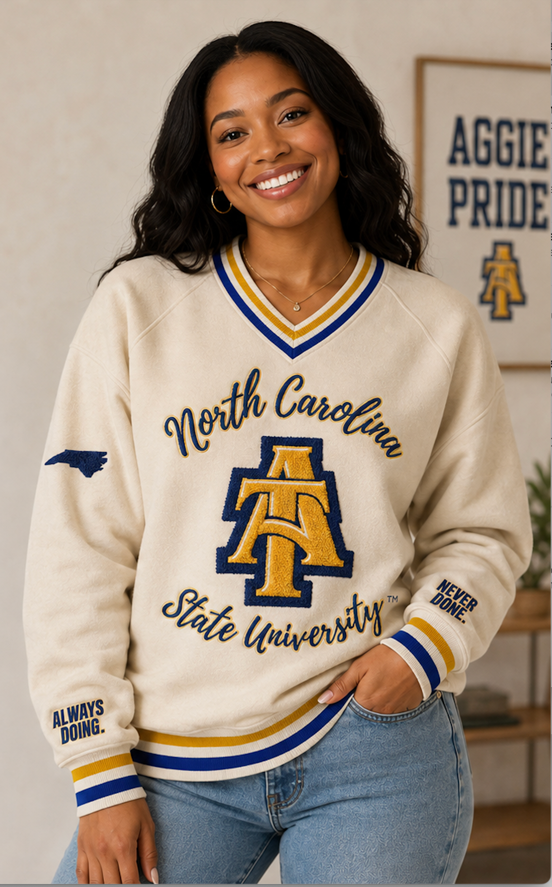 NC A&T Centennial V-Neck Sweatshirt-Limited Edition