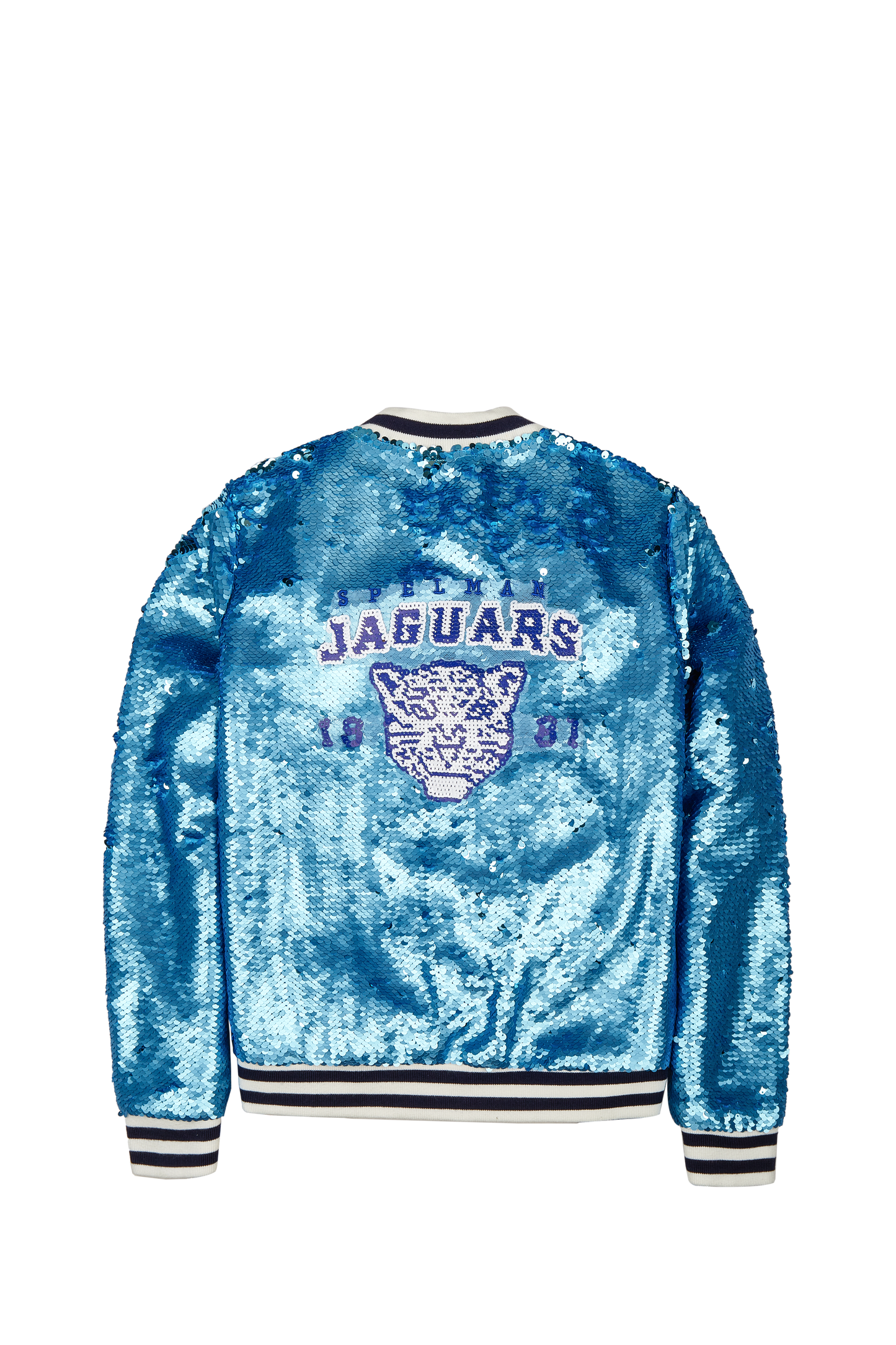 Spelman College Women's Blue Sequin Bomber Jacket