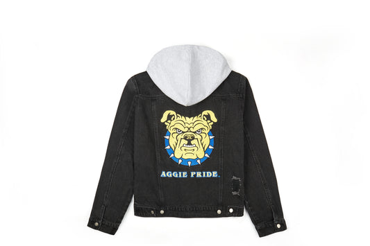 Aggie Pride Bulldog - BLACK Adult Denim Jacket