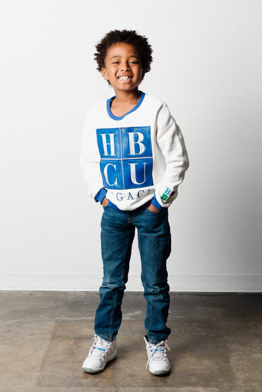 Blue and White HBCU Legacy Kids Crewneck
