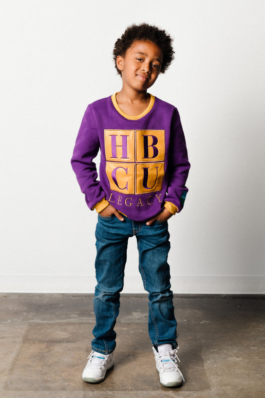 Purple and Gold HBCU Legacy Kids Crewneck
