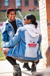 NCCU Lady Eagles denim jackets with removable hood